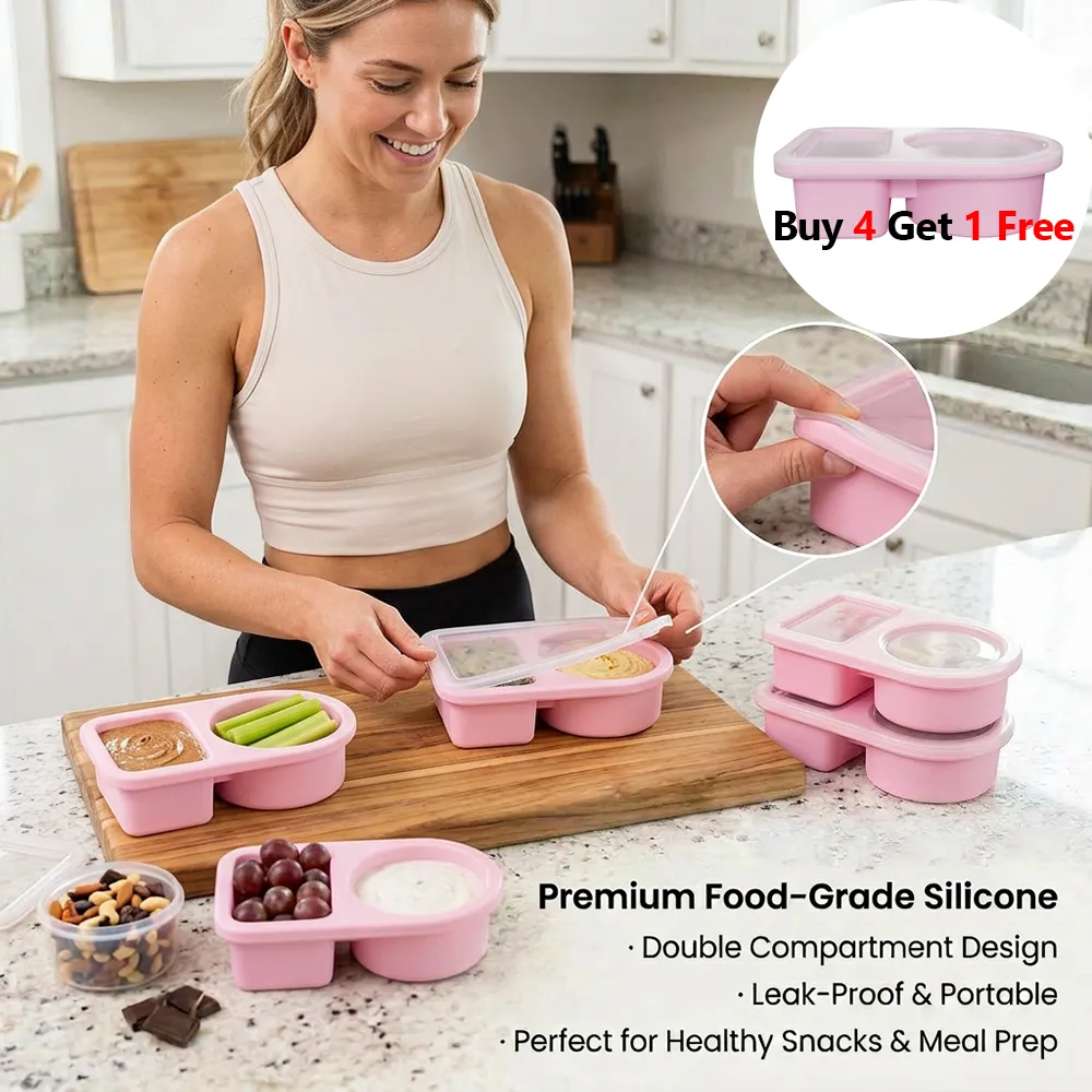 🥗Reusable Silicone Snack Box – Double Compartment Mini Food Storage Container