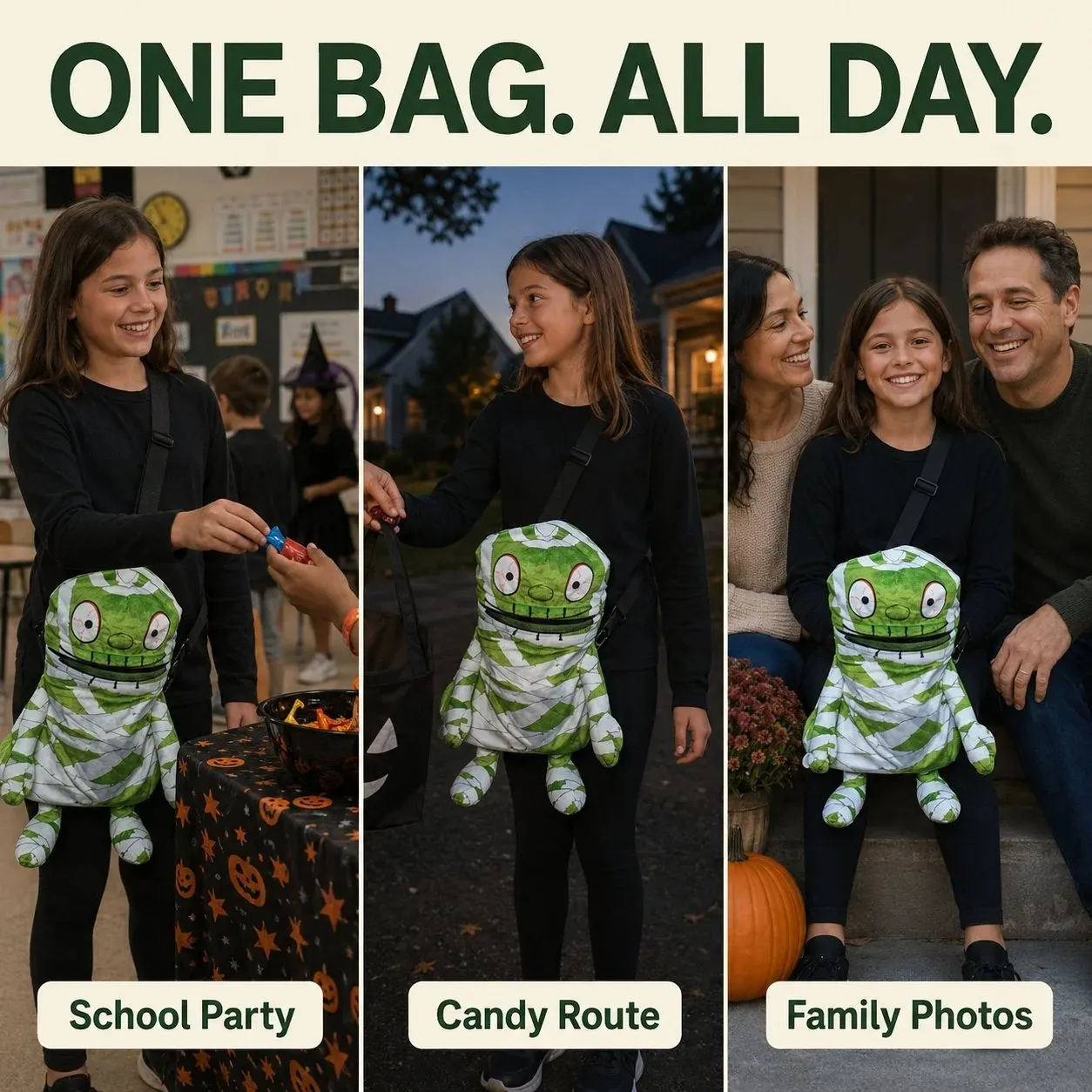 Mummy Mouth Crossbody Trick-or-Treat Bag