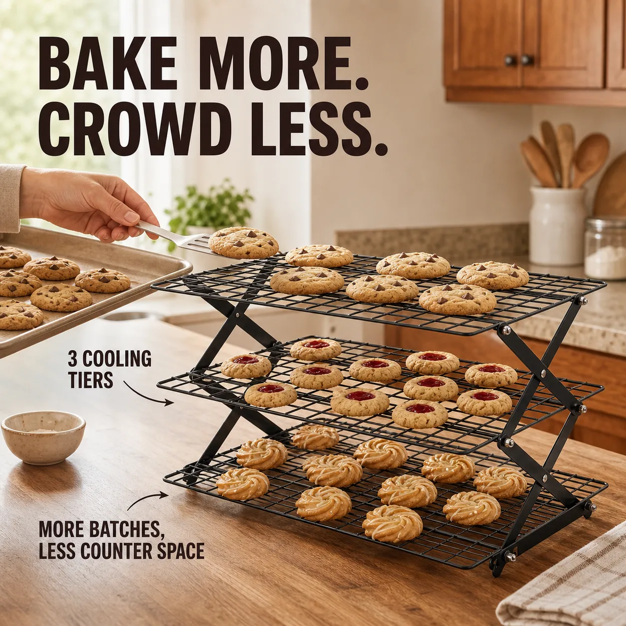 Space-Saving 3-Tier Foldable Cooling Rack