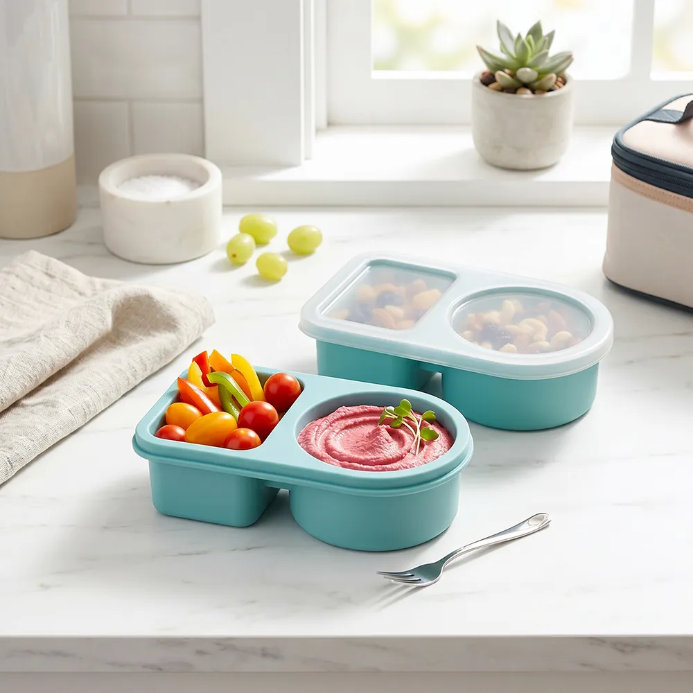 🥗Reusable Silicone Snack Box – Double Compartment Mini Food Storage Container