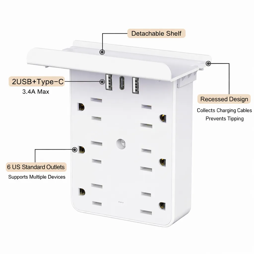 Desktop Power Strip with Panel: Hide messy cables and keep all your devices organized in one sleek hub 🔌📦