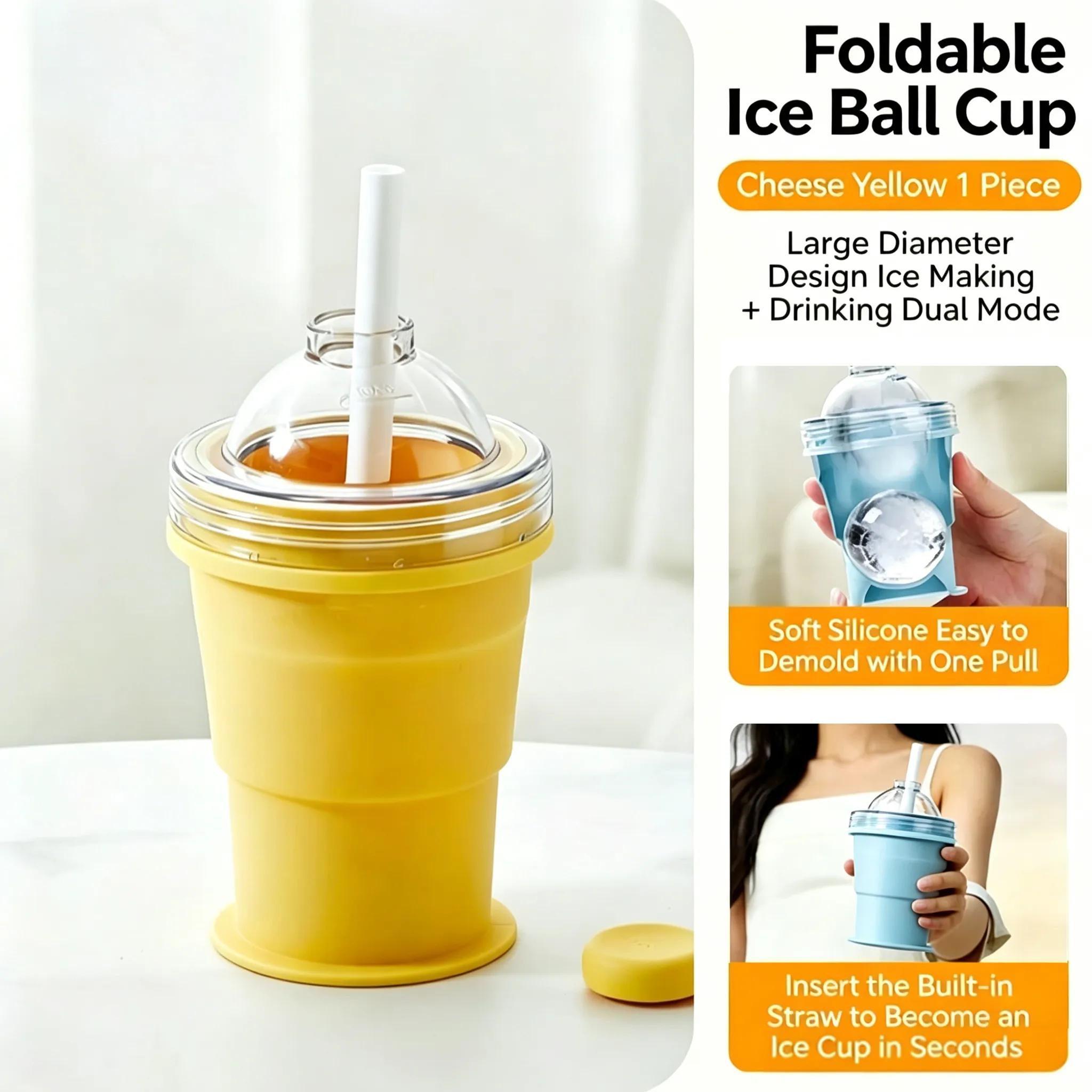 🧊 Foldable Ice Ball Cup: Save freezer space and enjoy slow-melting ice for perfect sipping. ❄️
