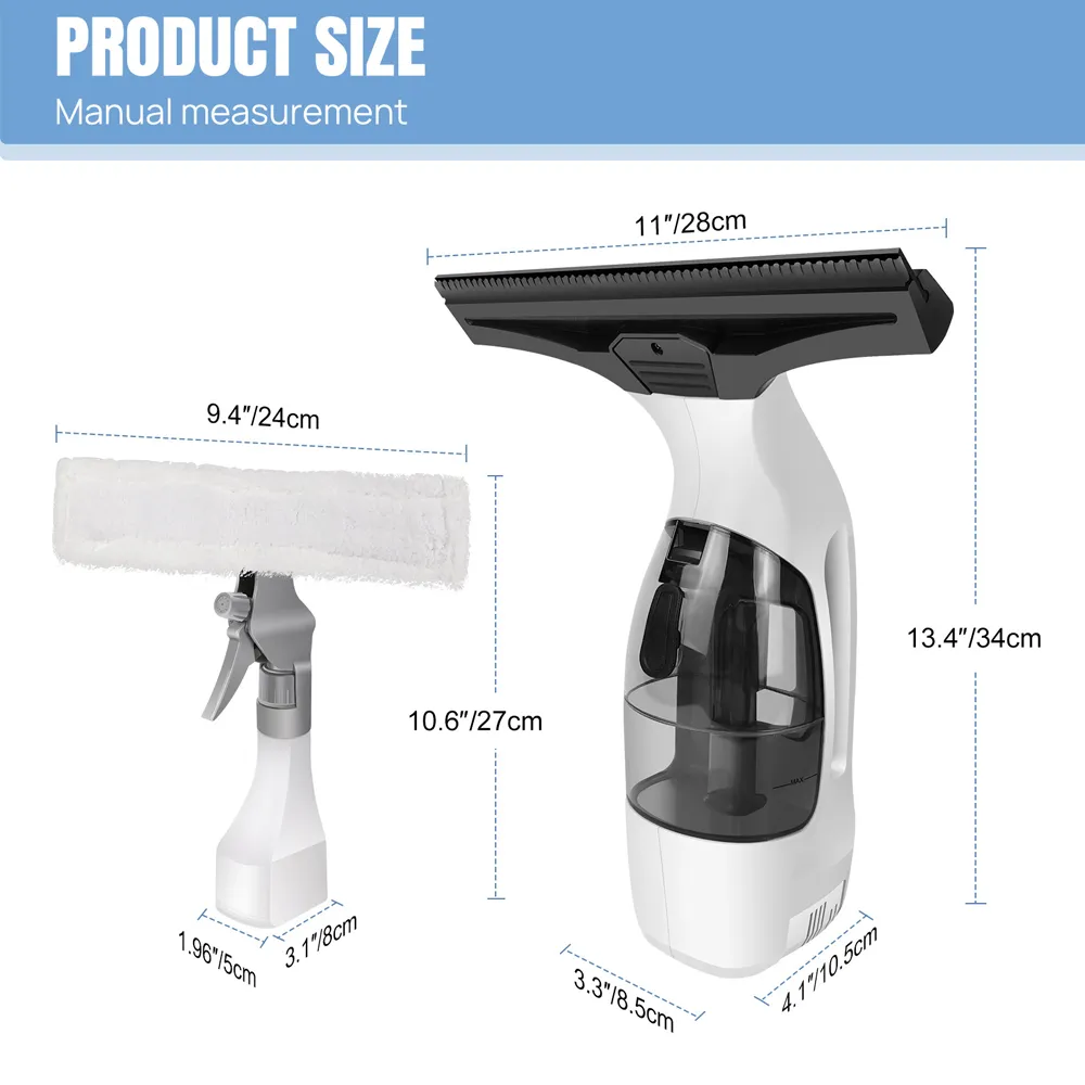 💦Cordless Window Squeegee: Achieve a streak-free shine without the back-breaking scrubbing. ✨