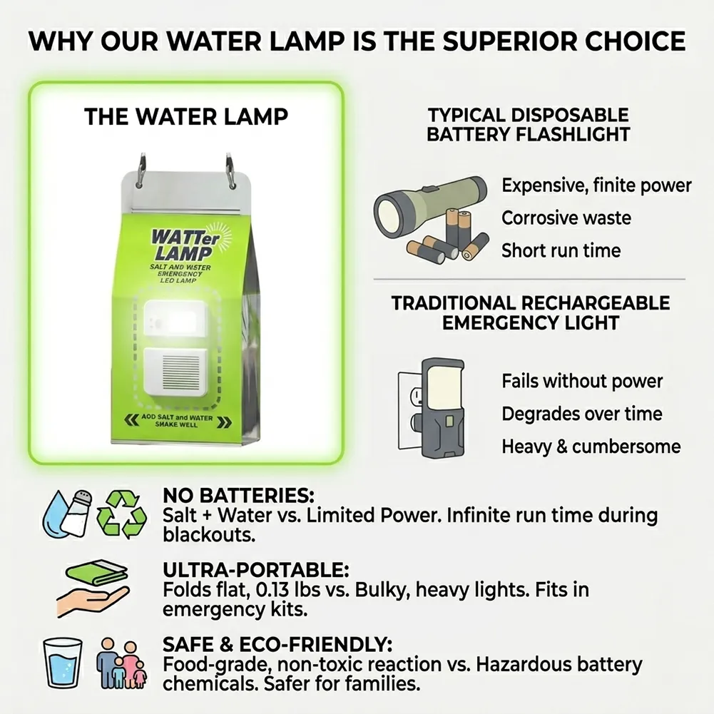 Salt Water Emergency Lamp: Lighting your home instantly with just water and salt, no batteries or charging required. 🧂💡
