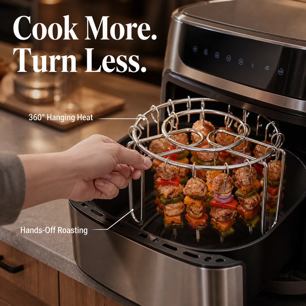 360° Even-Heat Stainless Steel Skewer Rack