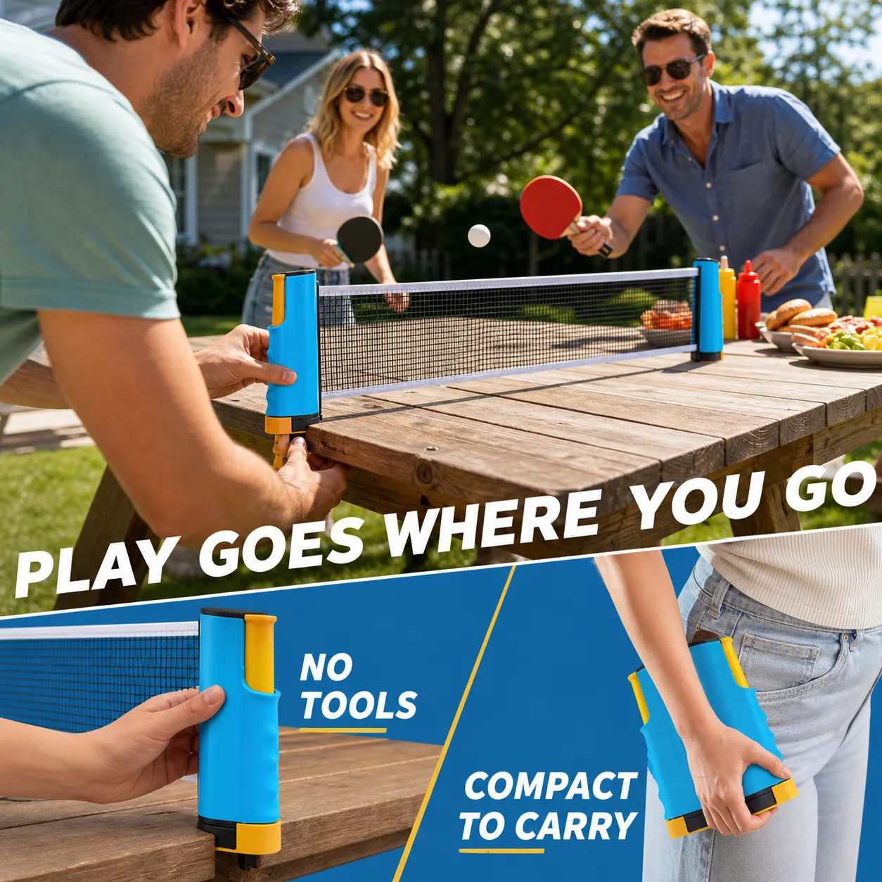 Instant-Play Retractable Table Tennis Net