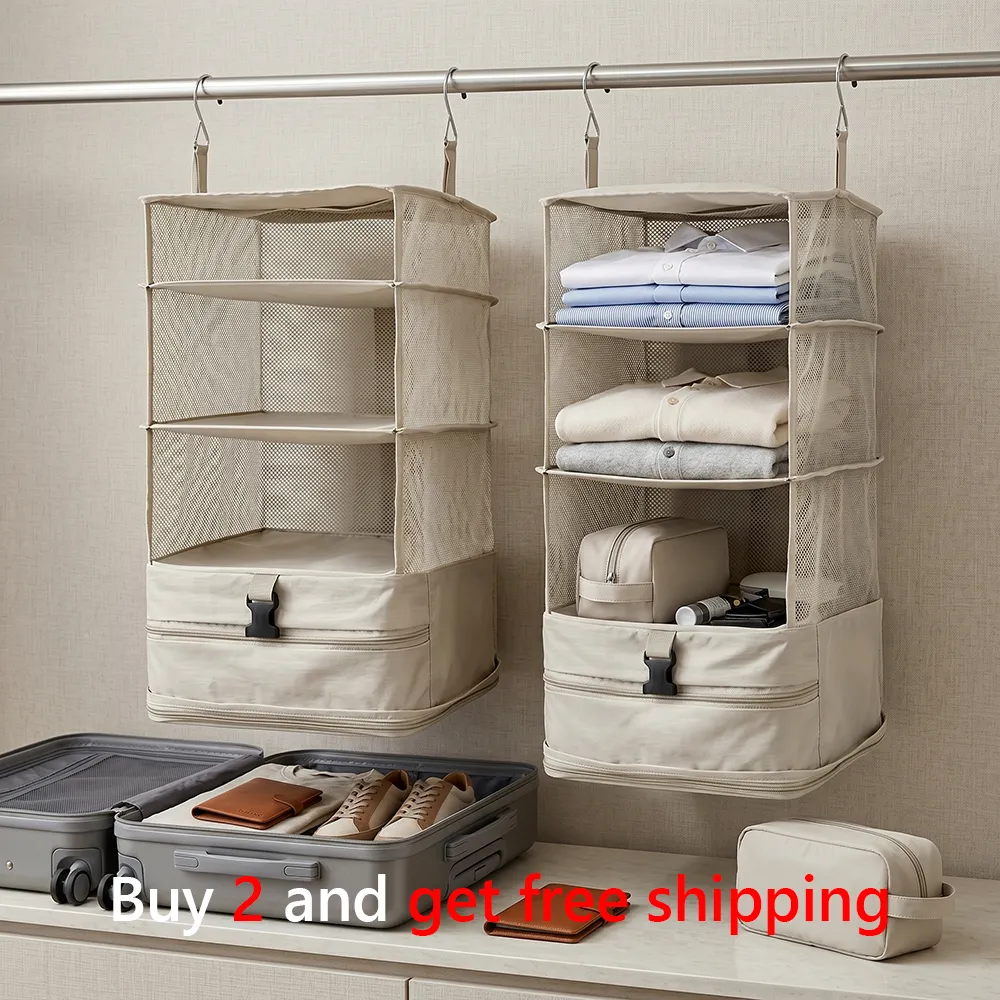 🧳 Travel Hanging Closet Organizer Bag with Hooks & Compression Straps