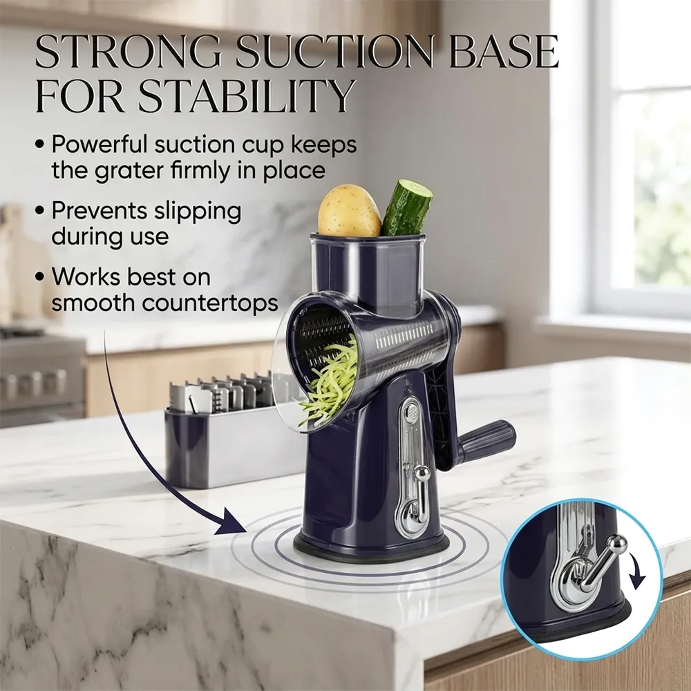 🧀 5-in-1 Rotary Grater with Handle