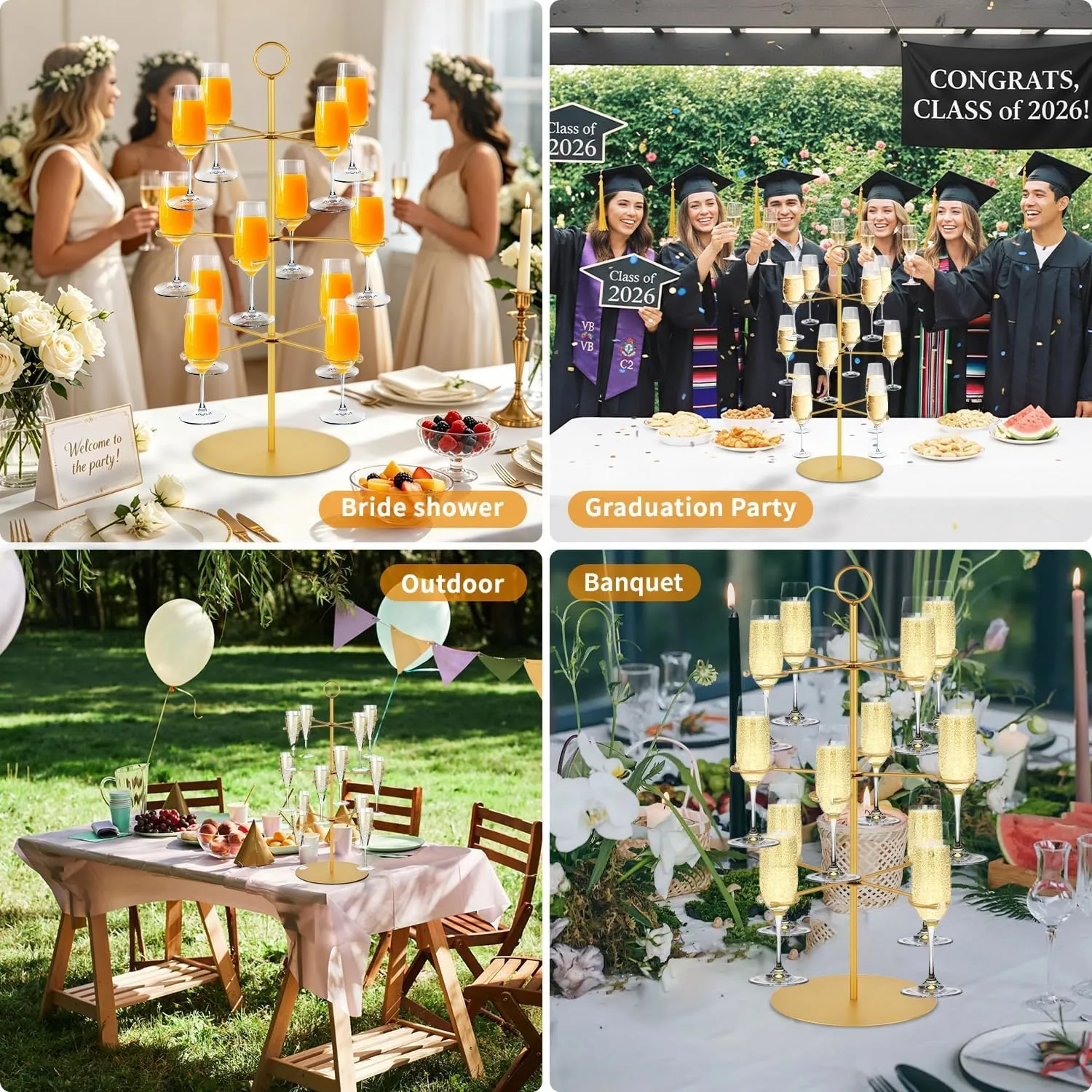 Celebration-Ready 3-Tier Cocktail Glass Tree