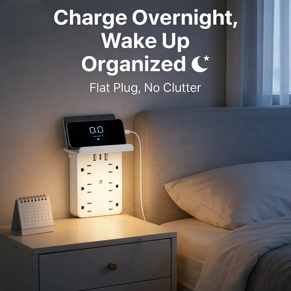 Desktop Power Strip with Panel: Hide messy cables and keep all your devices organized in one sleek hub 🔌📦