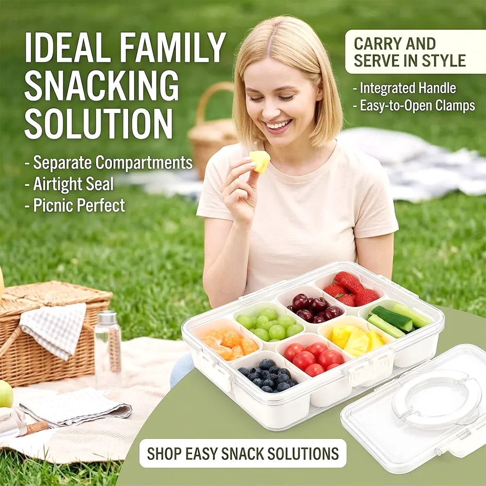 🍓 Snackle Box Container with Lid & Handle