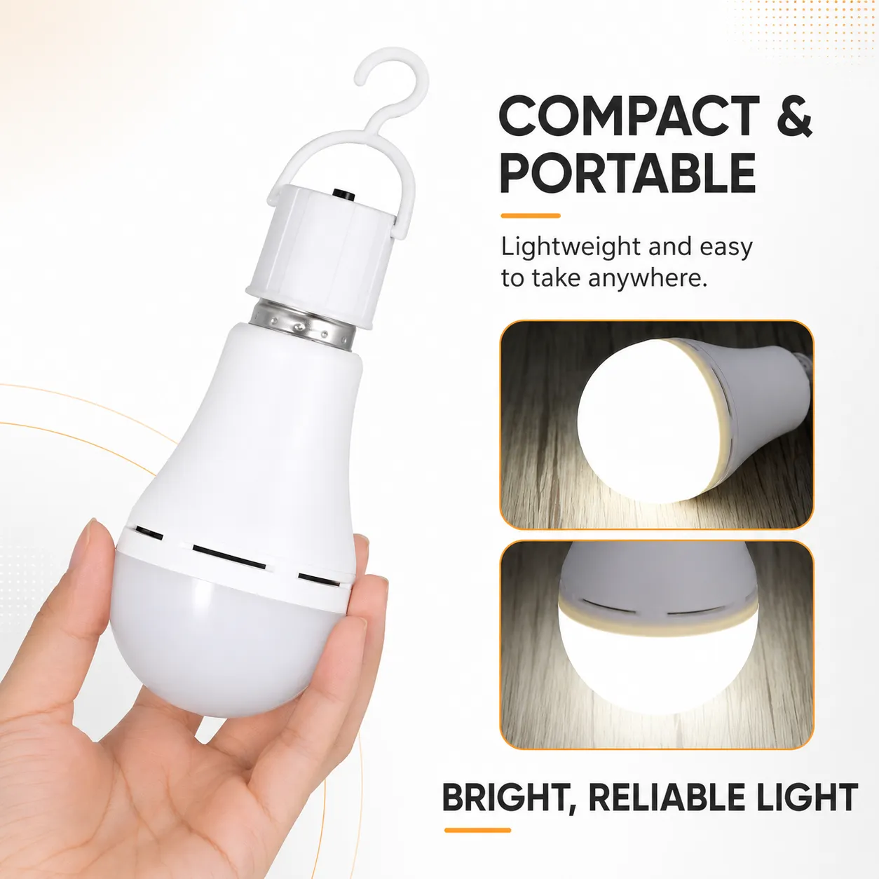 15W Rechargeable Emergency Light Bulb with Switch Hook