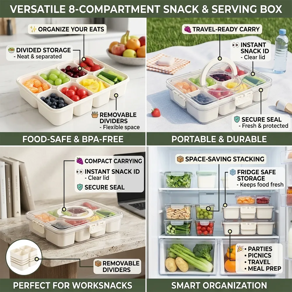 🍓 Snackle Box Container with Lid & Handle