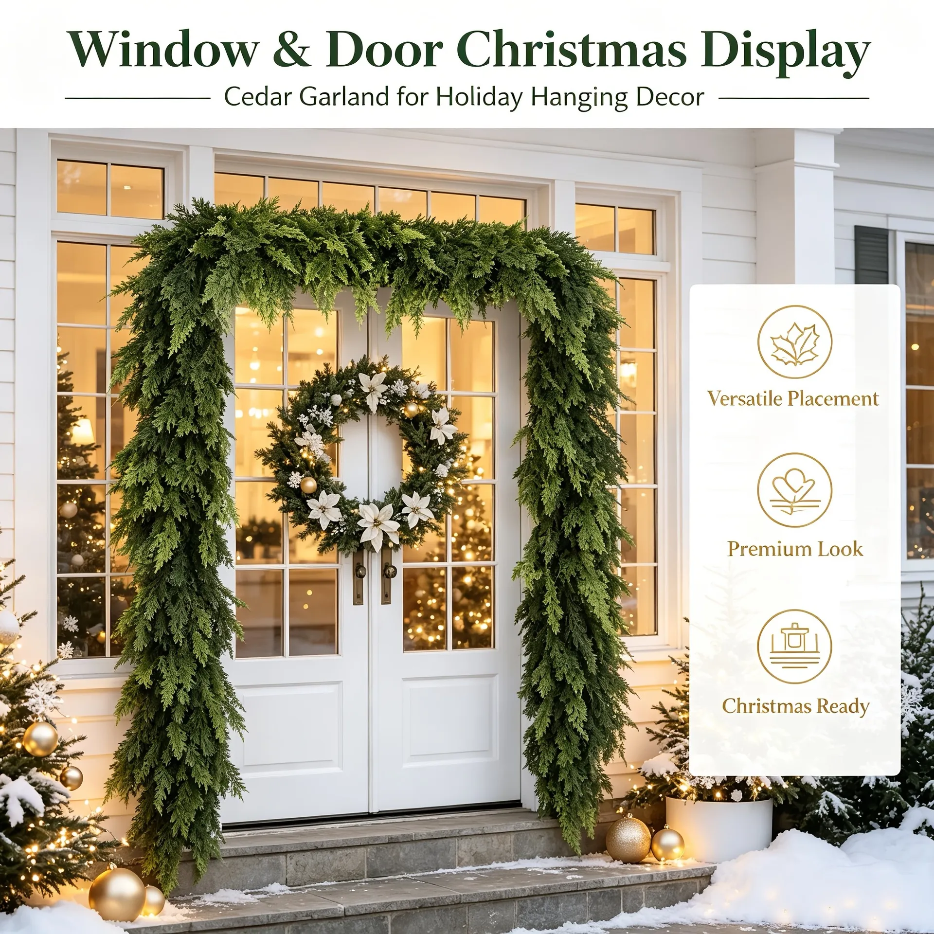 Lush Real-Touch Faux Cedar Christmas Garland