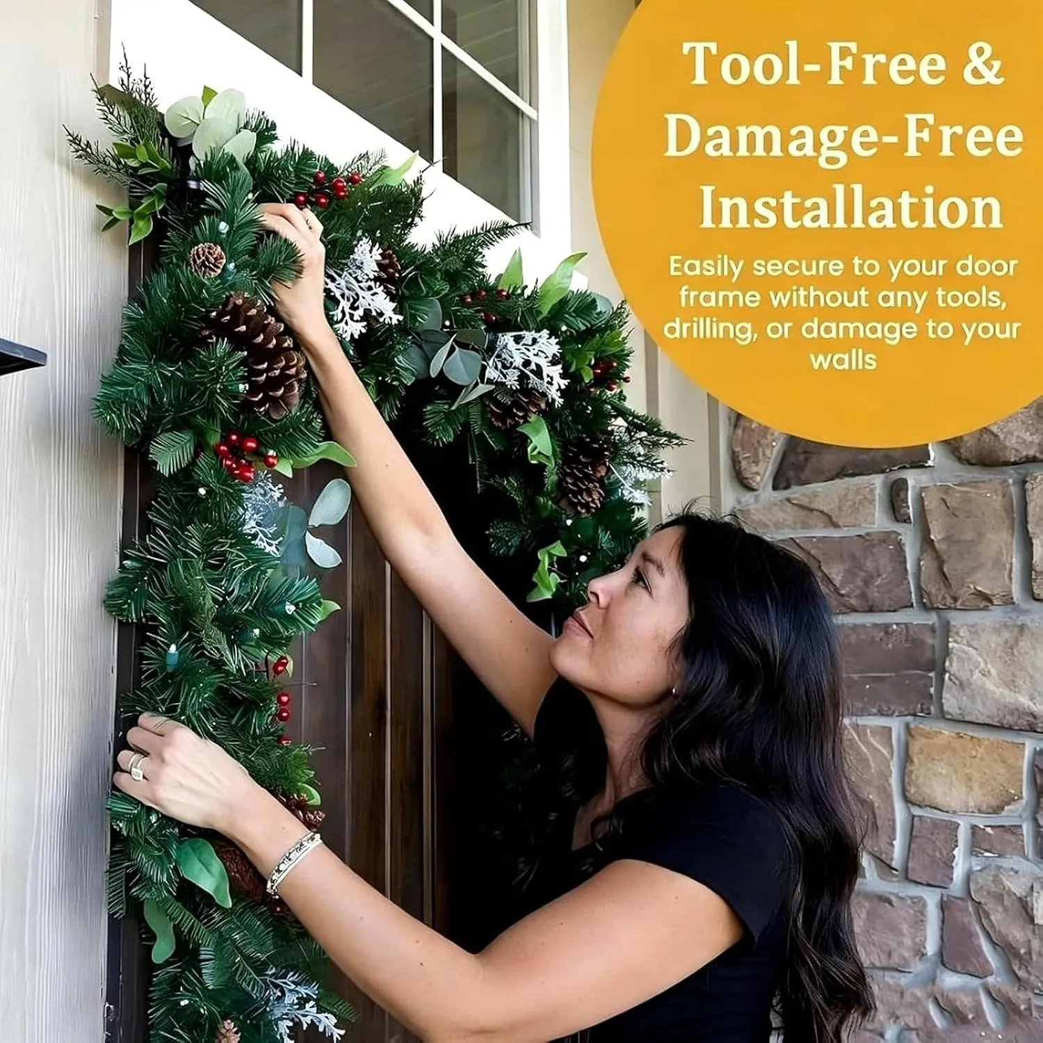 Adjustable Door-Frame Wreath & Garland Hanger Rod