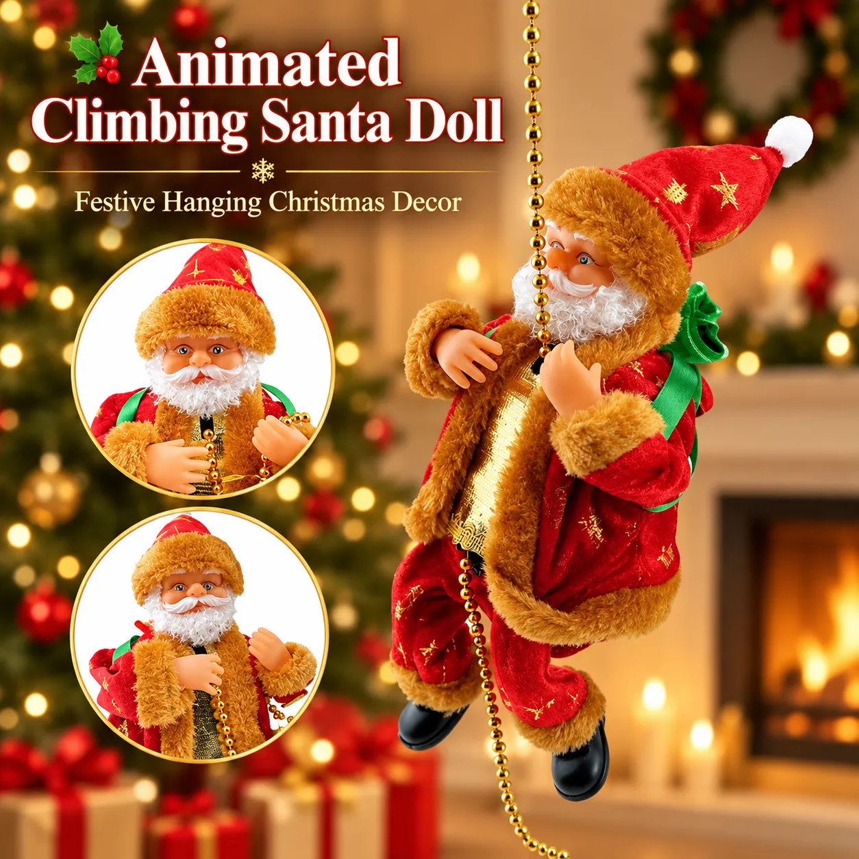 Animated Climbing Santa Musical Christmas Decoration
