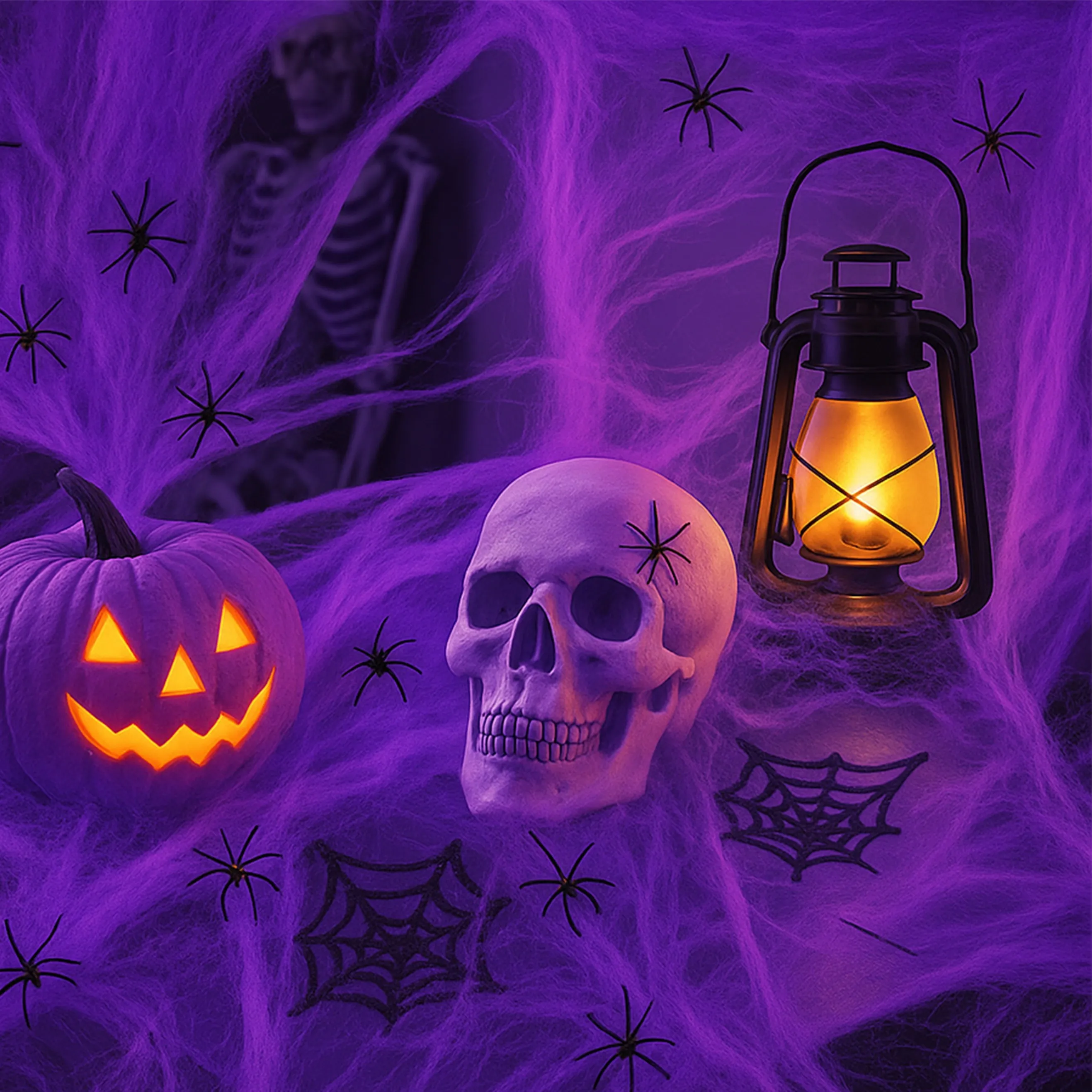Stretchable Halloween Spider Web Decoration Set