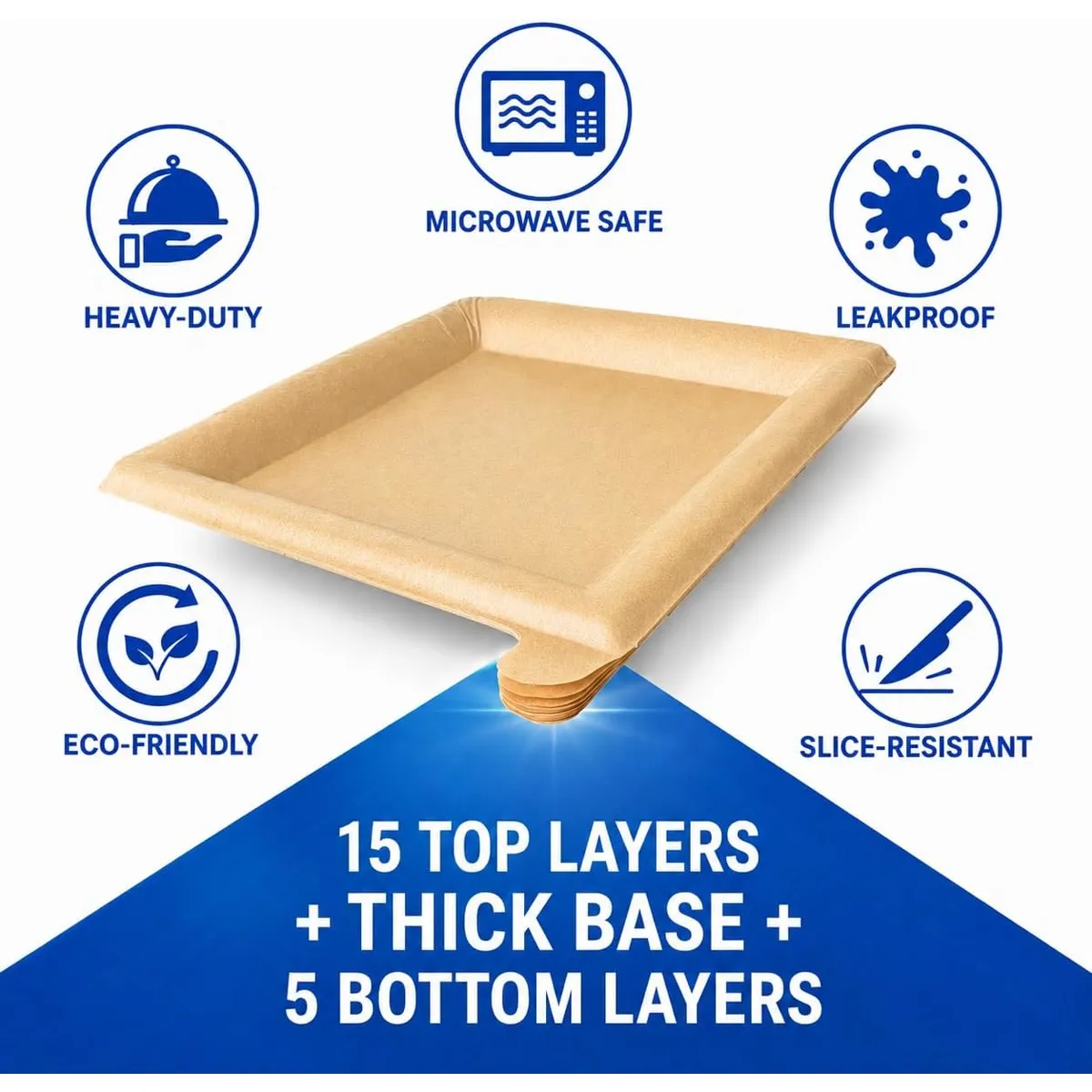 Peel-Away Disposable Dinner Plates – 24 CM Square Layered Paper Tray Set