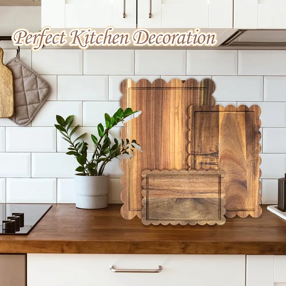 🌿3-Piece Acacia Wood Fan-Shaped Cutting Board Set