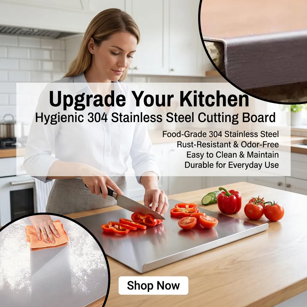 🔪Stainless Steel Cutting Board: Protect your family’s health with a non-porous, odor-resistant surface that never cracks.