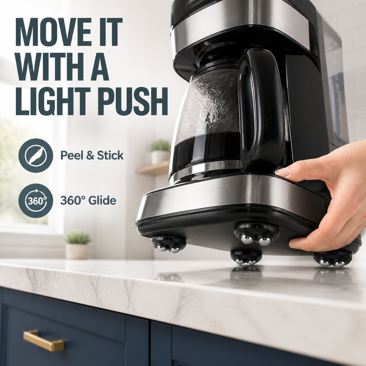 Peel & Stick 360° Mini Caster Wheels — 4-Piece Set