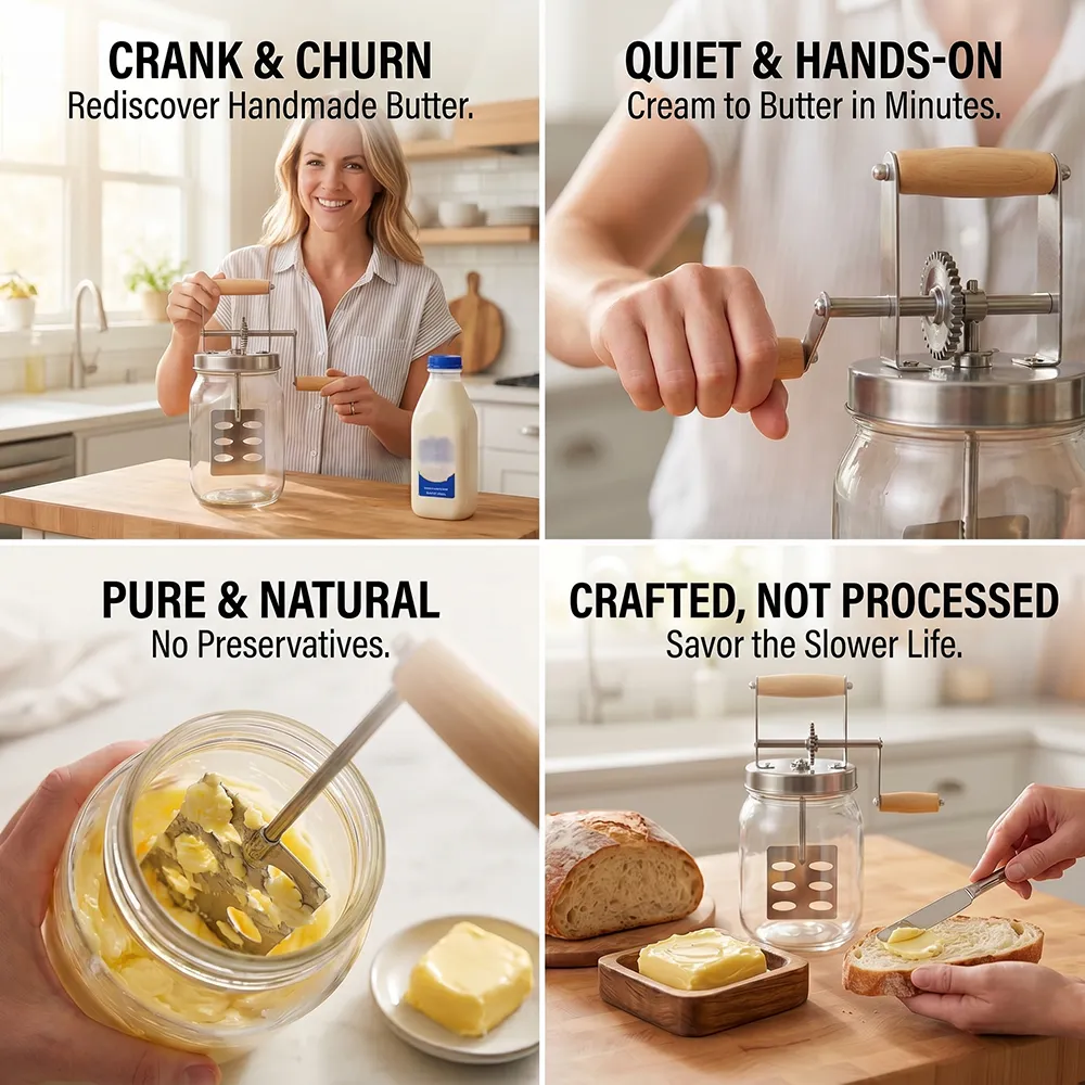 🧈 Hand-Crank Butter Maker: Skip the store-bought additives and enjoy pure, homemade flavor. 🥖