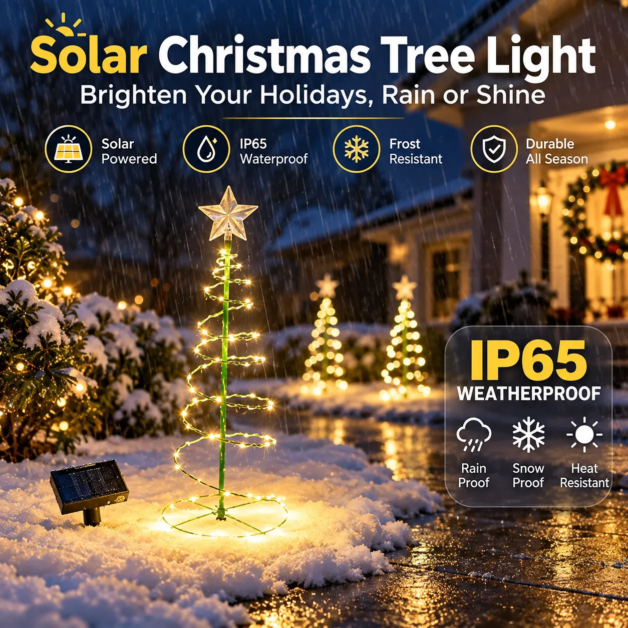 Solar Spiral Christmas Tree Lights with Star Topper