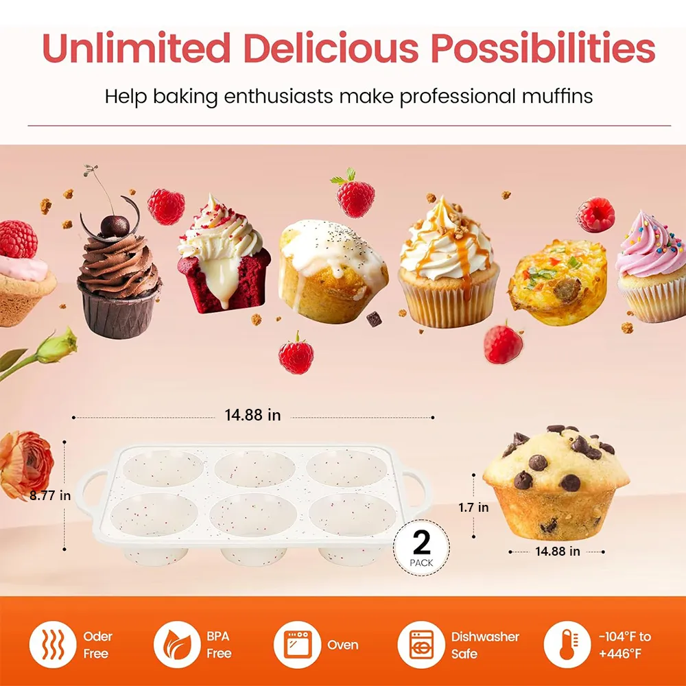 🧁 Extra Large Silicone Muffin Pan Set with Metal Frame (2-Pack/4-Pack)