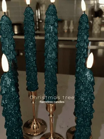 Remote-Controlled Real-Wax Christmas Tree Candles – 2-Piece Set