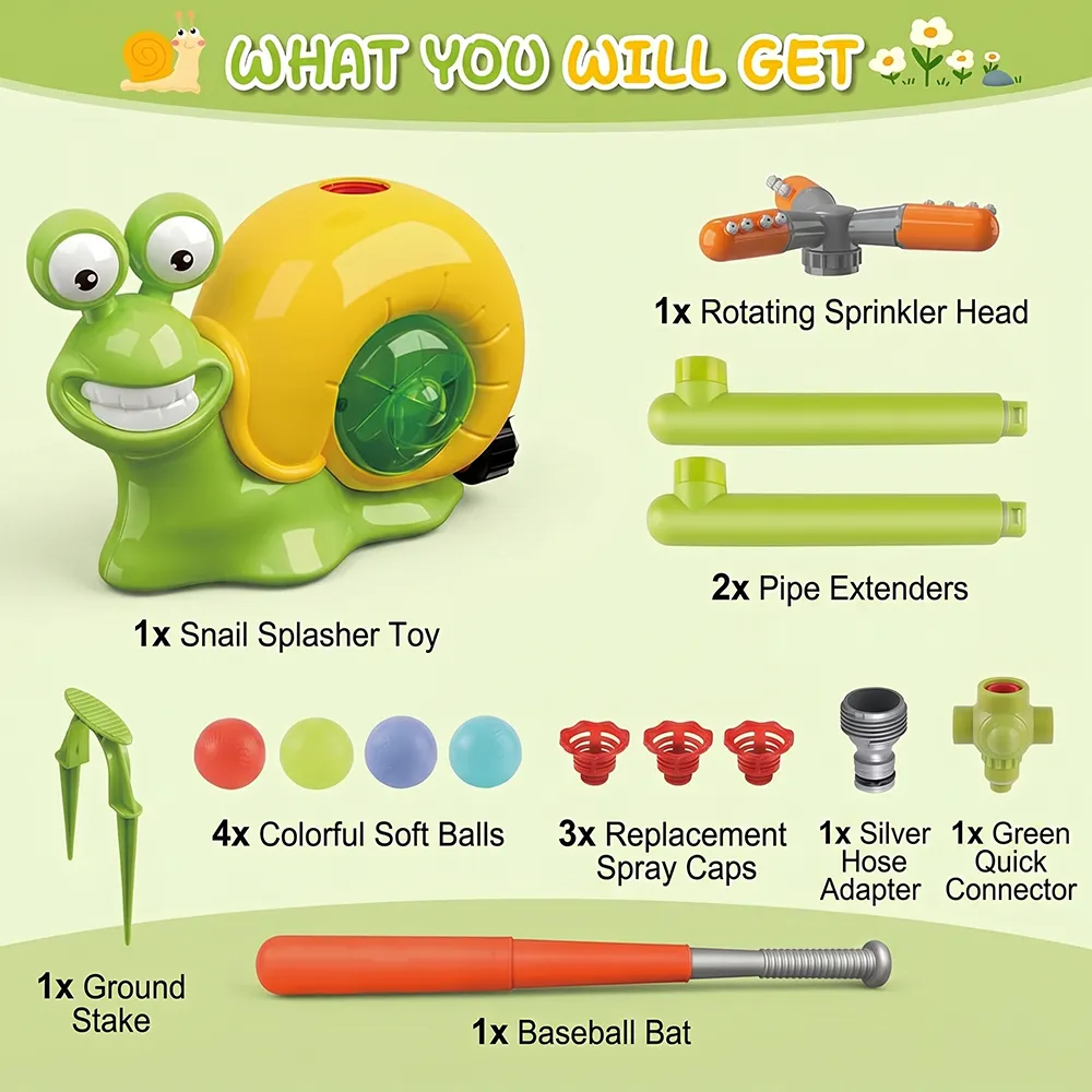 🐌 2-in-1 Snail Sprinkler Baseball Toy for Kids