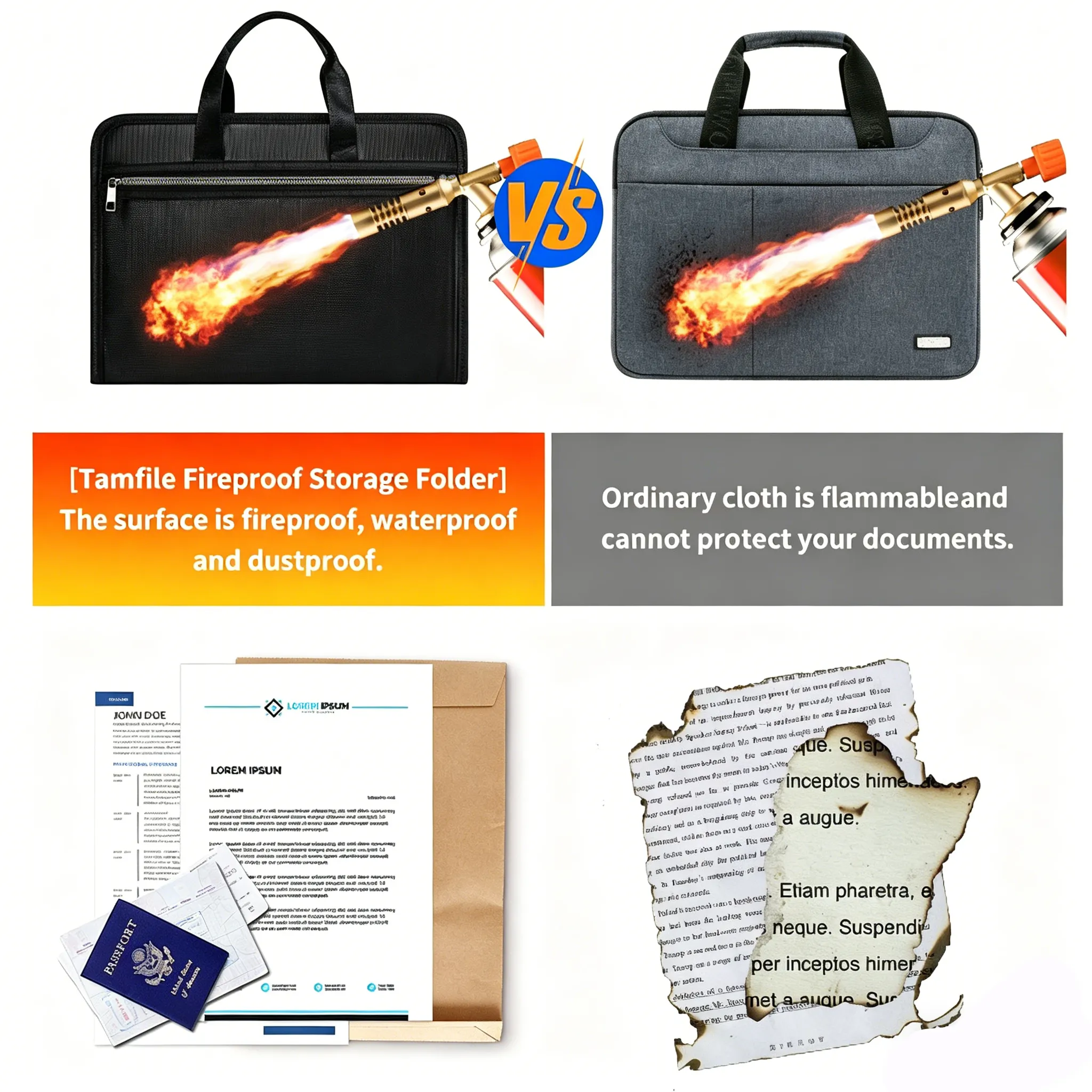 🔥 Fire-Resistant Document Folder: Categorize your essential paperwork with labeled tabs and dual-layer fire protection. 🏷️