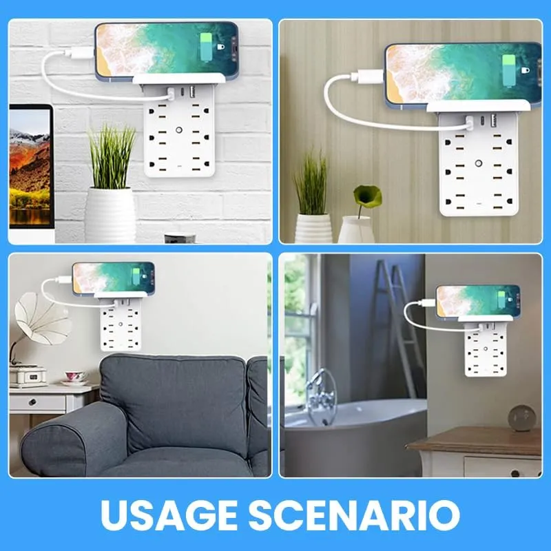 Desktop Power Strip with Panel: Hide messy cables and keep all your devices organized in one sleek hub 🔌📦