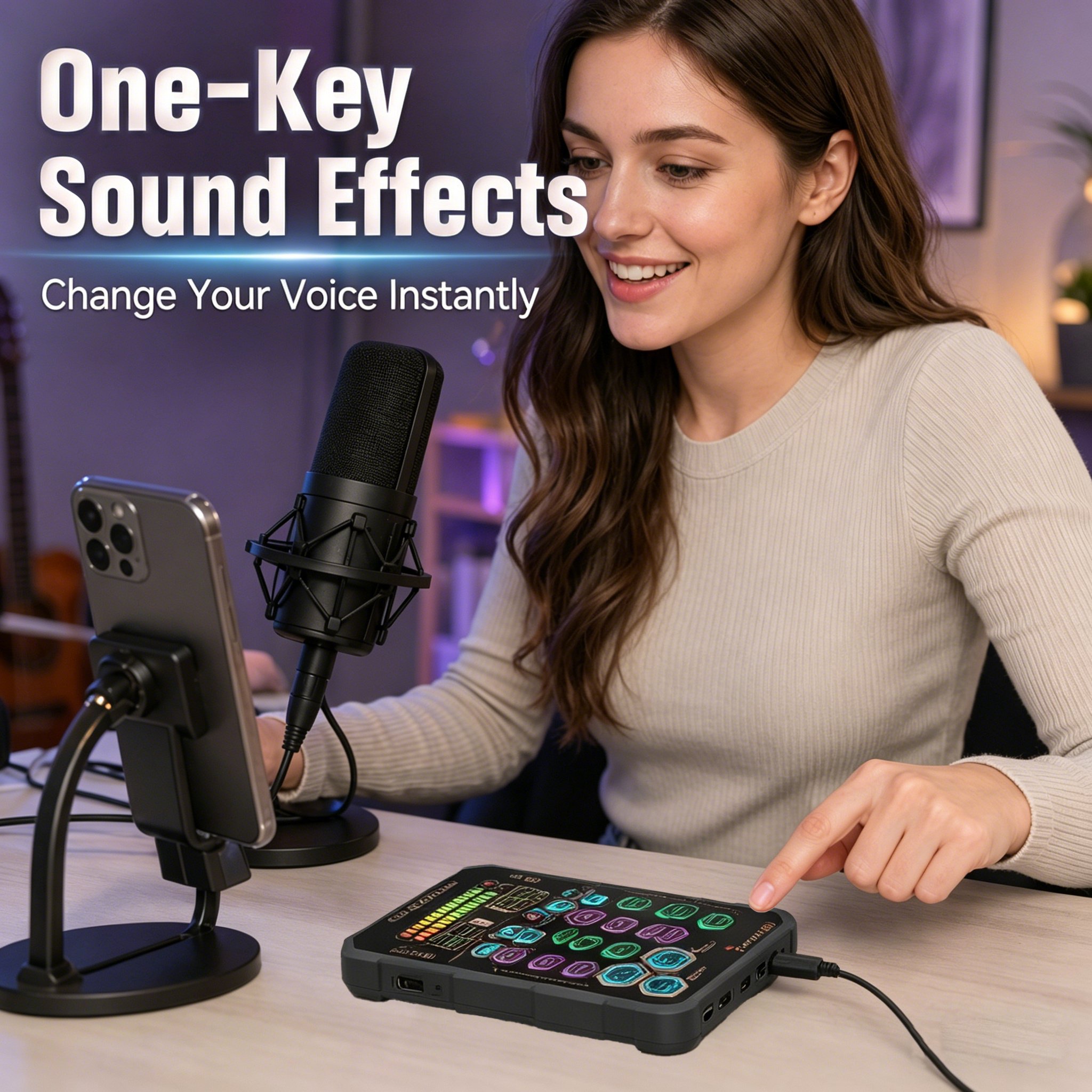 Professional Voice Changer – Portable Live Sound Card for Gaming, Streaming & Recording