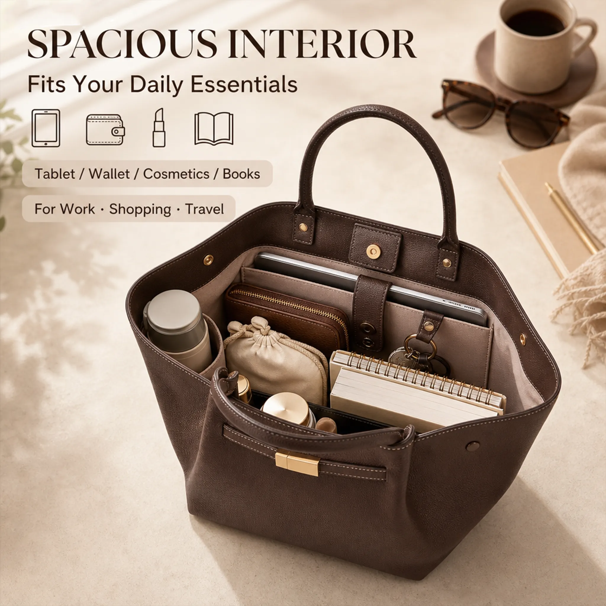 👜 Minimalist Folded-Wing Italian Leather Tote Bag