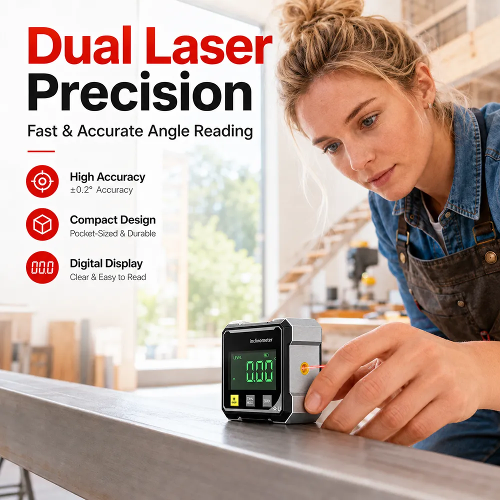 📐 Digital Laser Angle Measuring Instrument – High Precision Inclinometer & Protractor Tool
