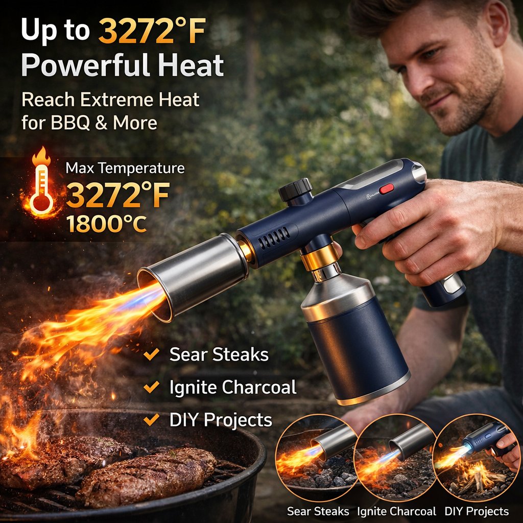 Adjustable High-Heat Propane Torch with Safety Lock