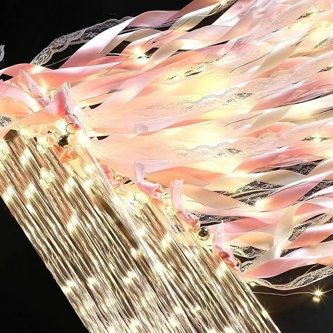 Light-Up Ribbon Fairy Wands with Warm White LEDs & Bells