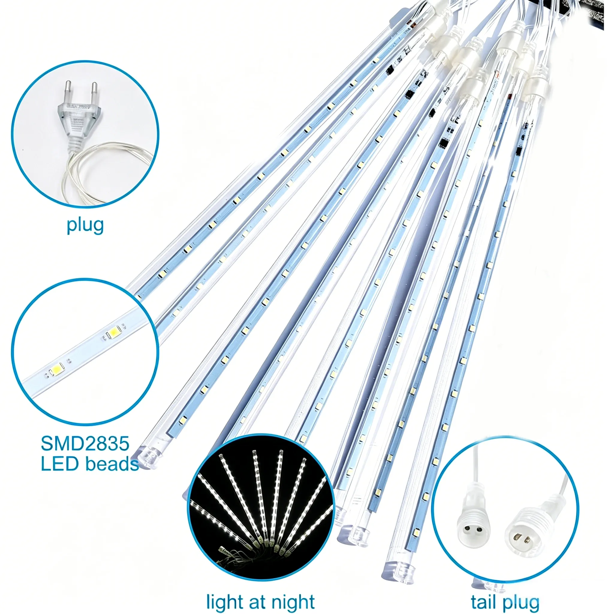✨ Meteor Shower LED Light Strings – Waterproof Outdoor Falling Rain Lights