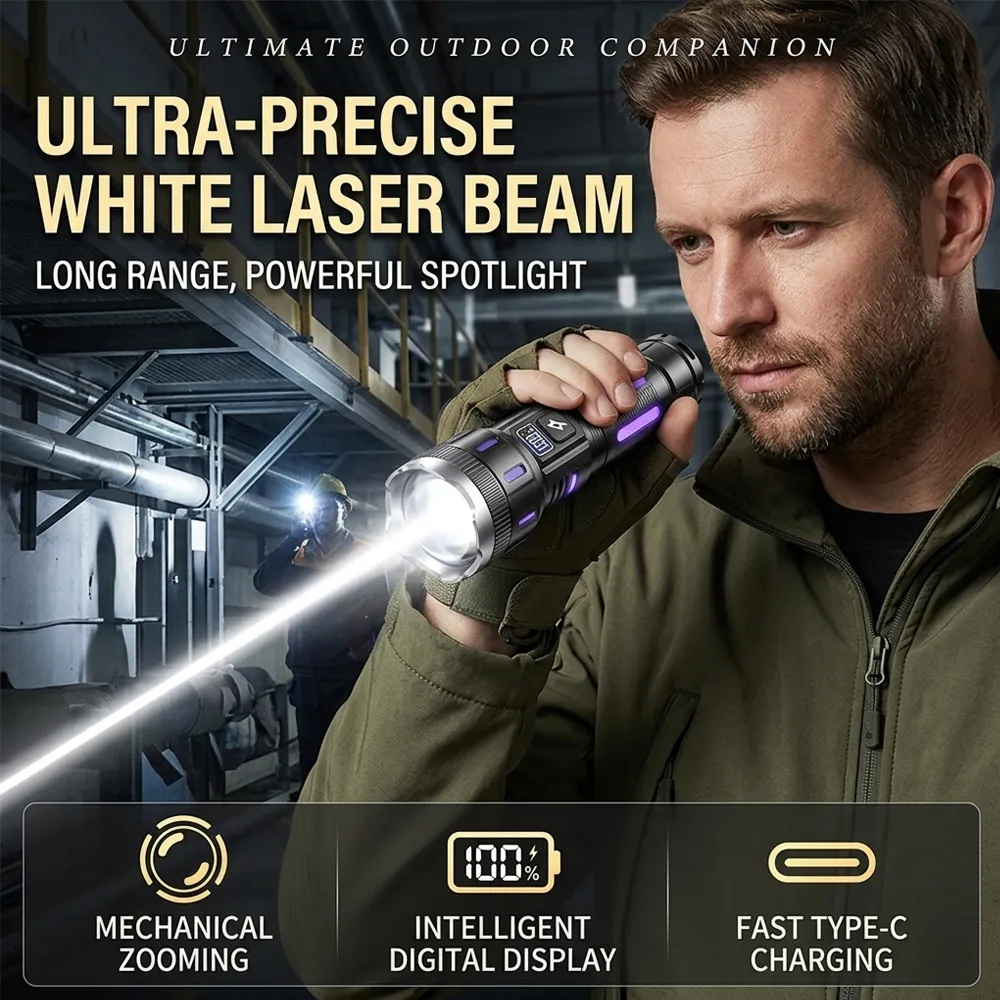 🔦 High-Brightness Flashlight: Cut through total darkness with a professional-grade beam that reaches over 500 meters.