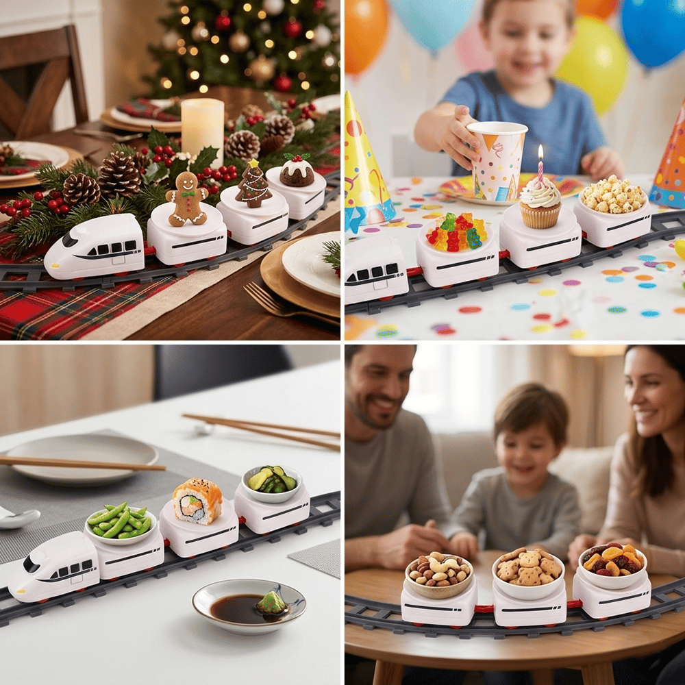 Rechargeable Five-Car Food Train Conveyor Set