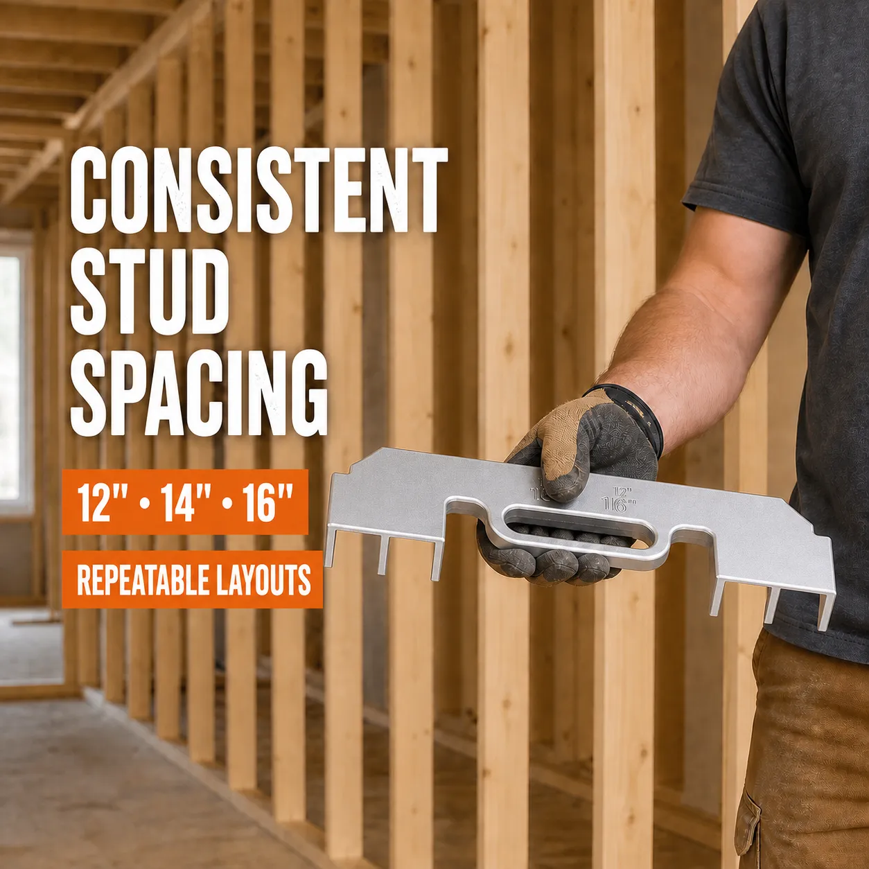 Quick-Set Stud Spacing Framing Jig