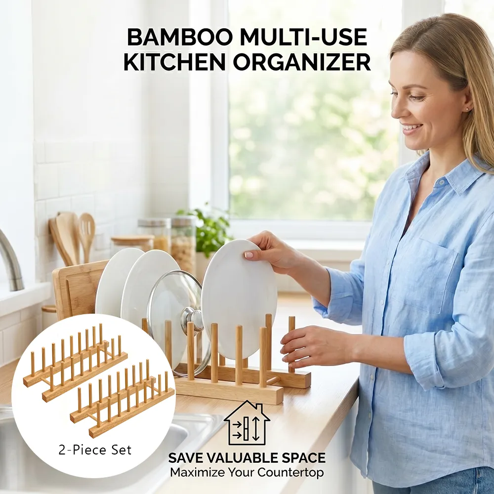 Bamboo Dish Drying Rack: Air-dry your fine china safely while freeing up valuable cabinet space. 🍽️