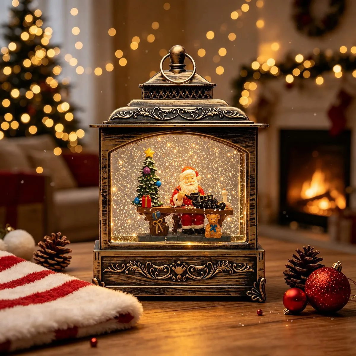 Christmas Musical Swirling Snow Lantern