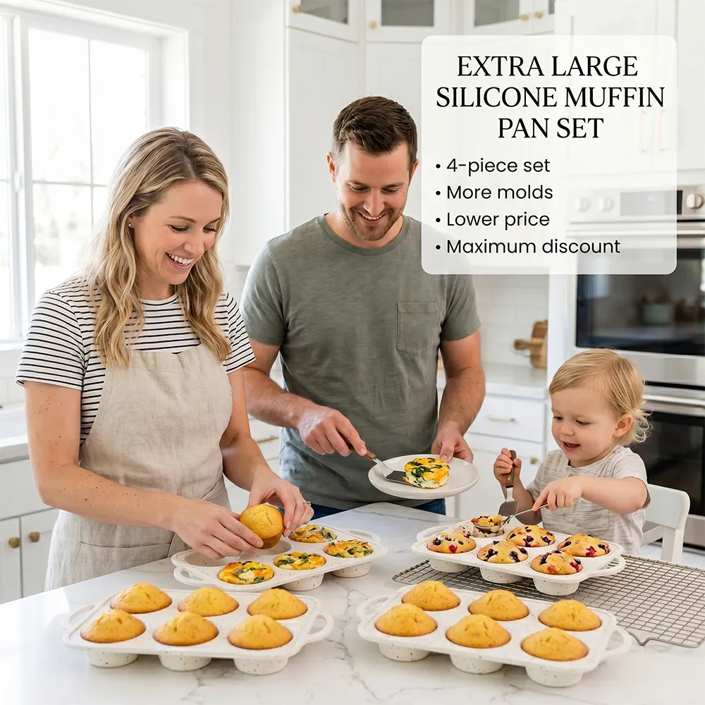 🧁 Extra Large Silicone Muffin Pan Set with Metal Frame (2-Pack/4-Pack)