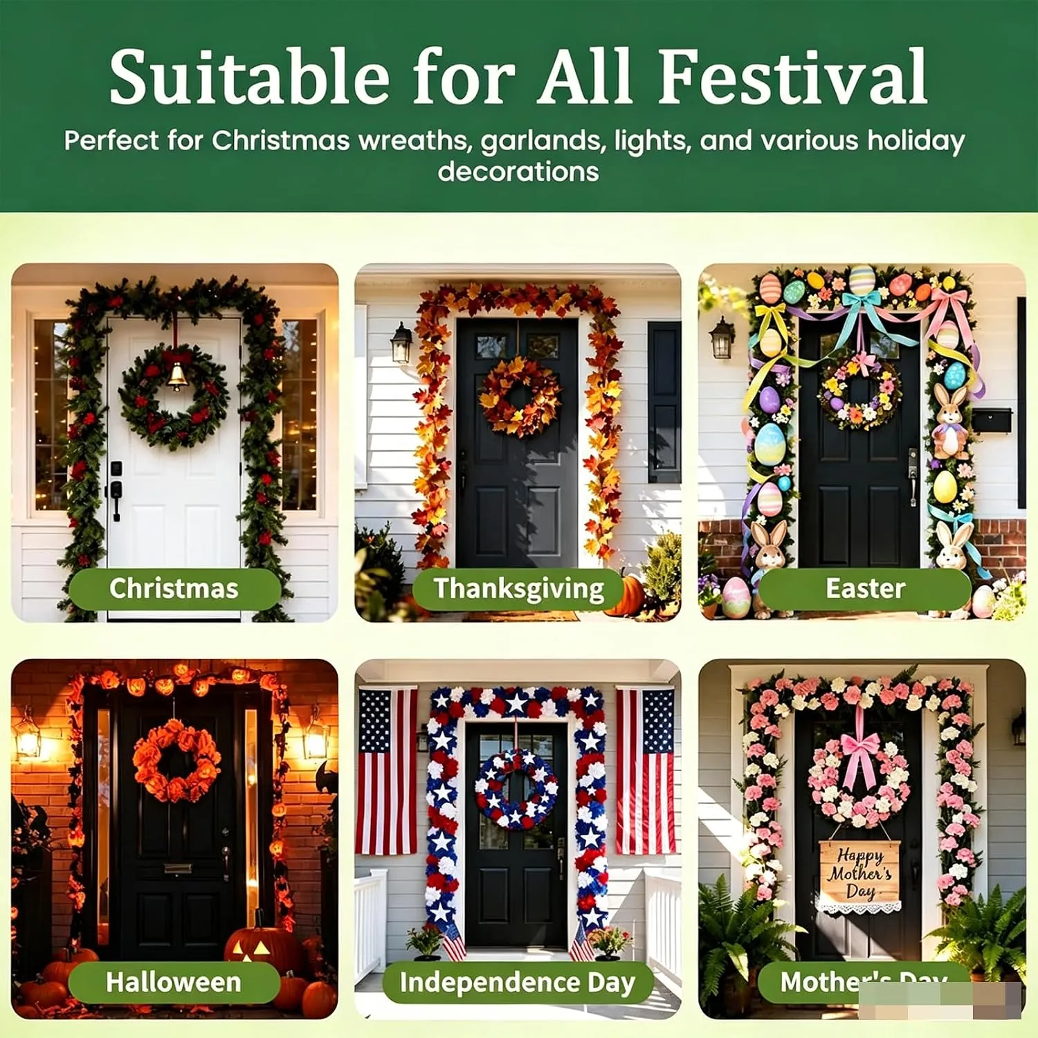 Adjustable Door-Frame Wreath & Garland Hanger Rod