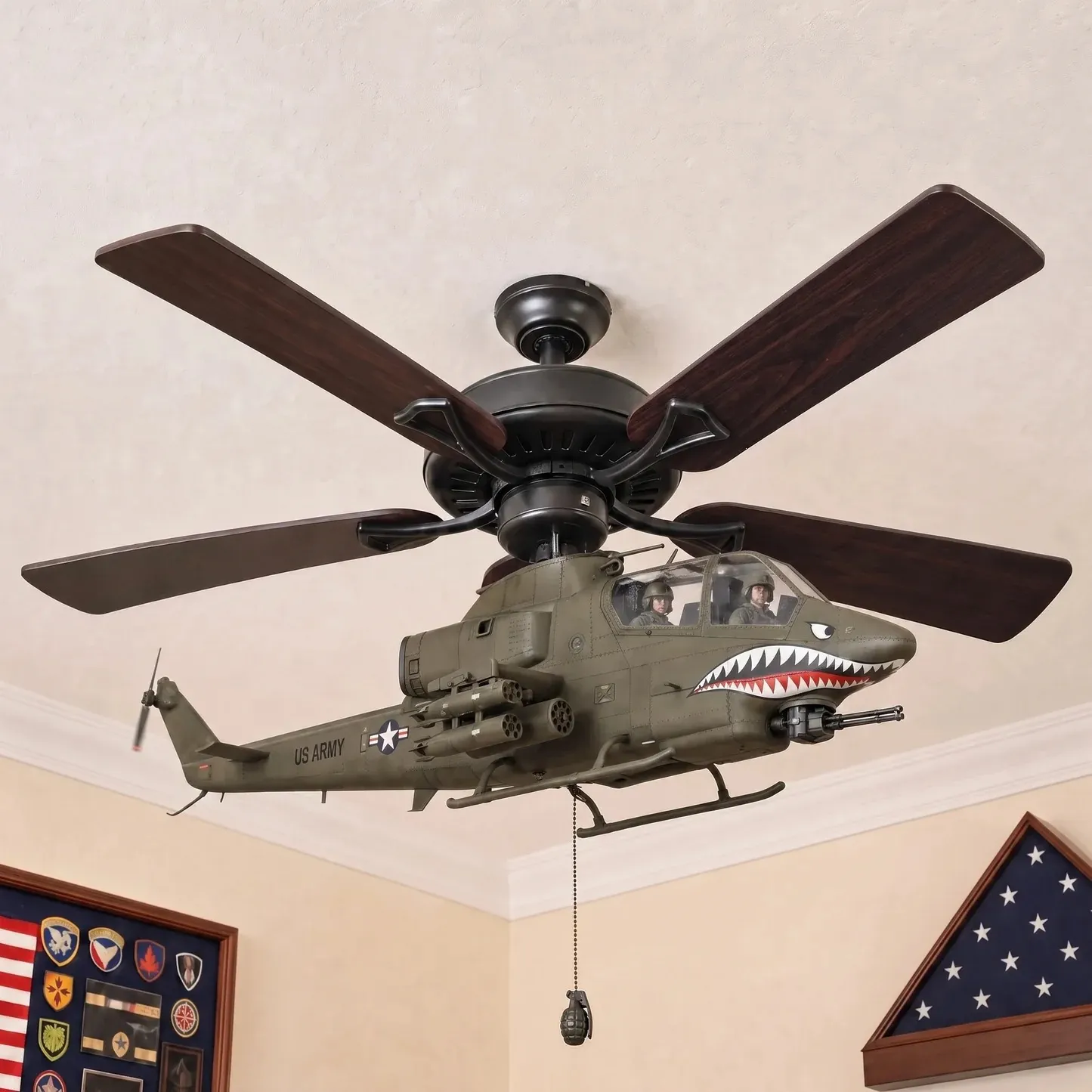 Military Helicopter Ceiling Fan Attachment Decor