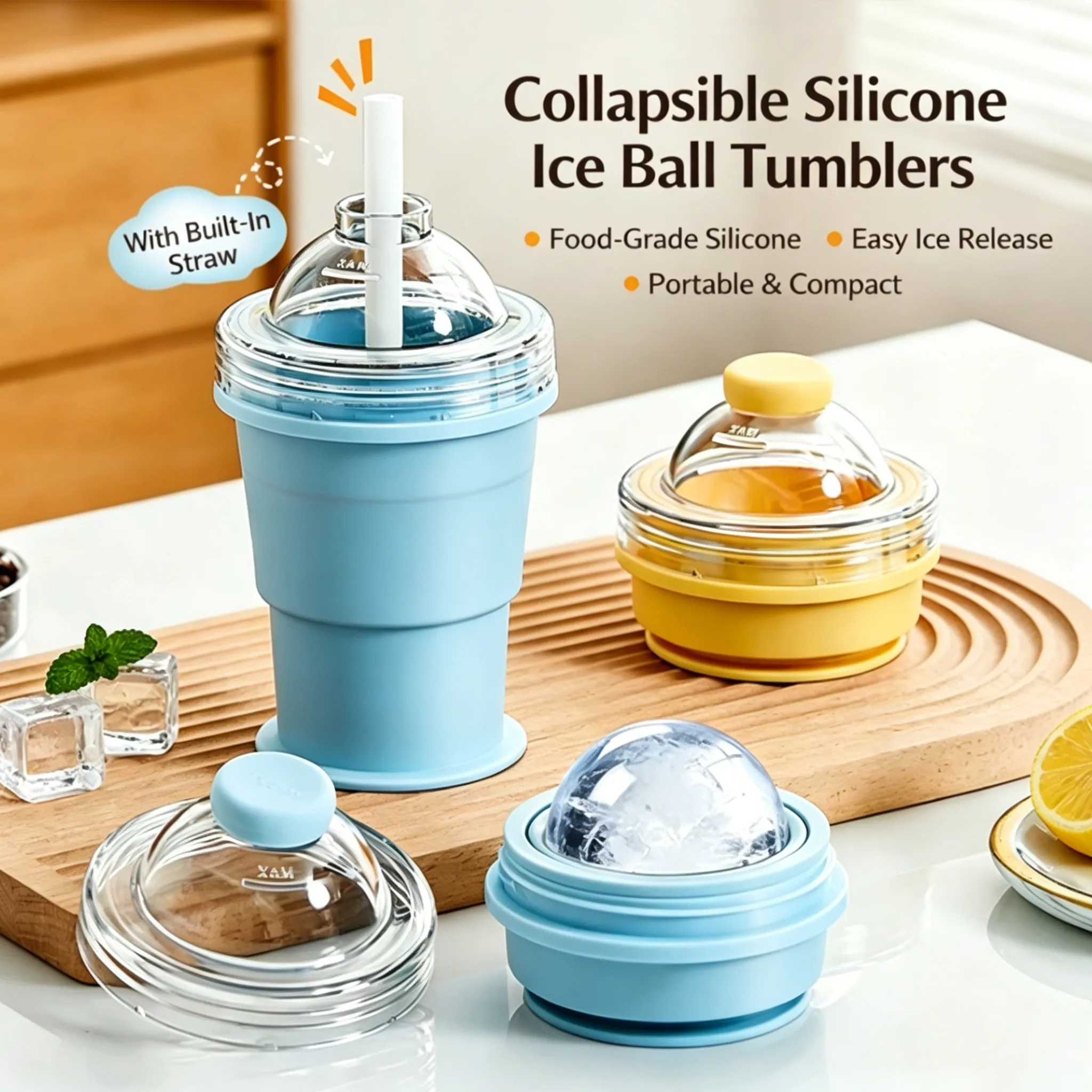 🧊 Foldable Ice Ball Cup: Save freezer space and enjoy slow-melting ice for perfect sipping. ❄️