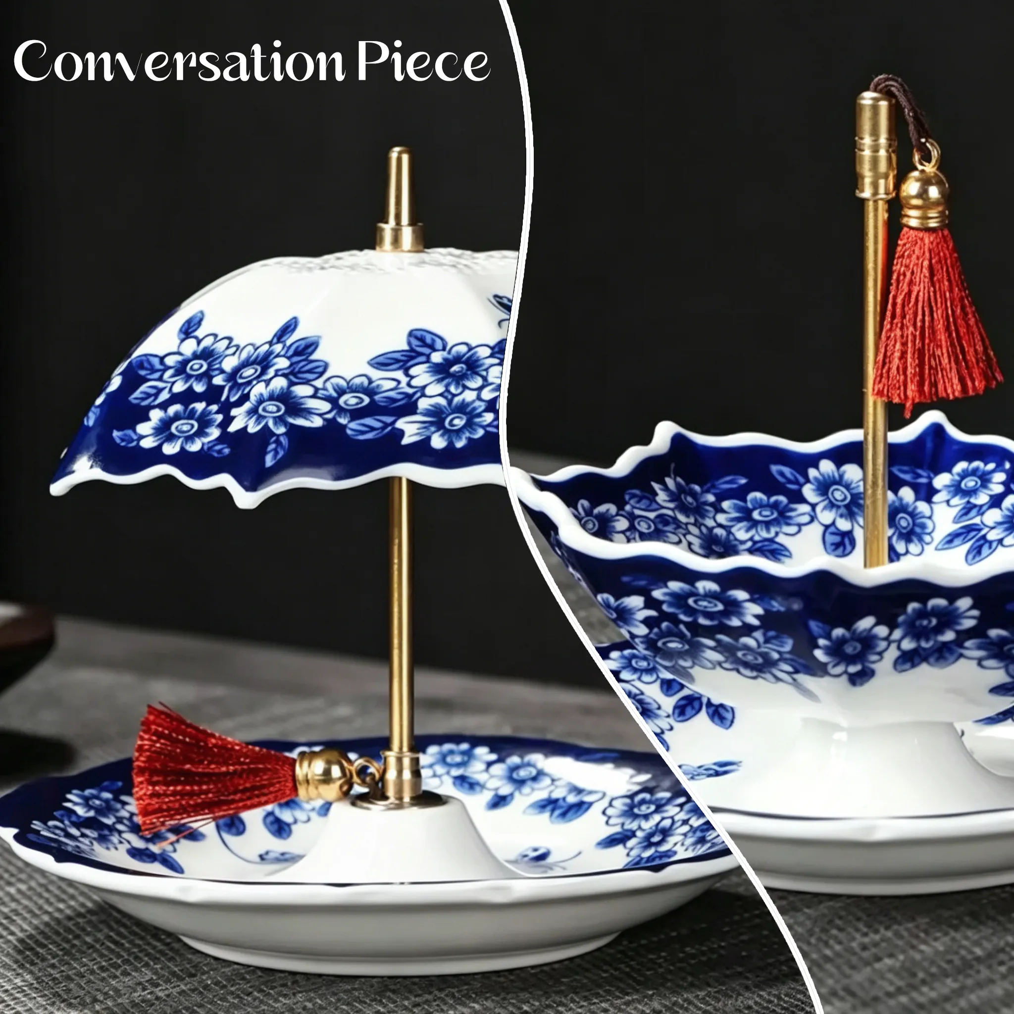 ☂️ Umbrella-Shaped Ceramic Tea Strainer – Elegant Loose Leaf Tea Filter