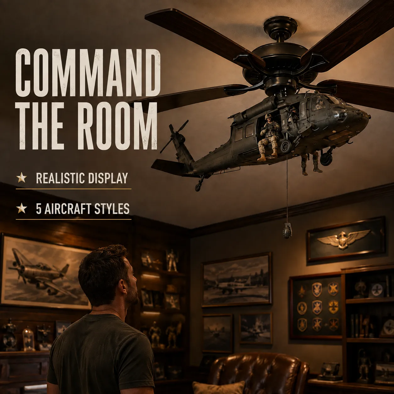Military Helicopter Ceiling Fan Attachment Decor