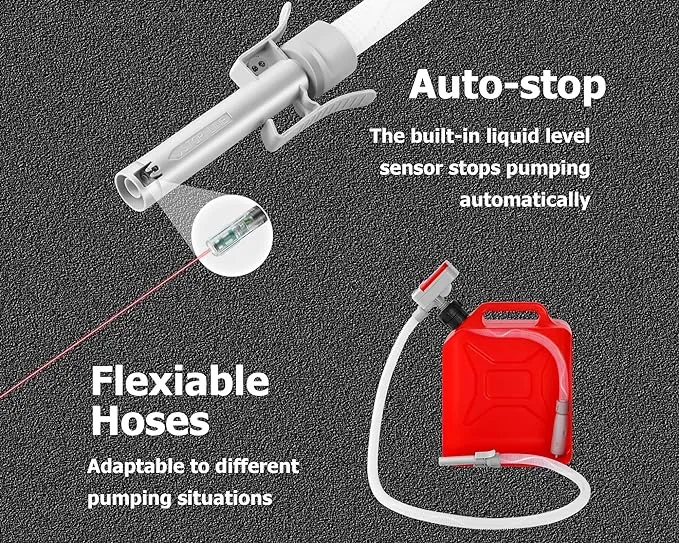 Electric Fuel Transfer Pump:⛽  Stop lifting heavy, back-breaking gas cans; transfer fuel to your lawn mower or vehicle with a simple flip of a switch. 💪
